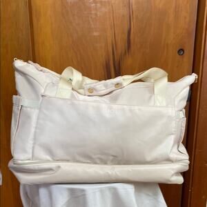 Etronik Cream Canvas Gym Bag Spacious Design Bottom Compartment 20”x16”x9”